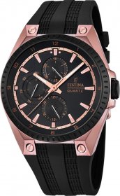 FESTINA Multifunction Rose Gold Black Rubber Strap F16836/1