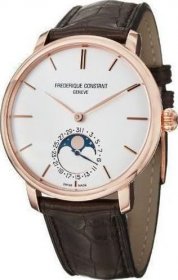 Frederique Constant Slim Line Moonphase Manufacture Automatic Brown Leather Strap FC-705V4S4