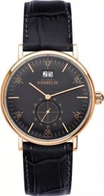 MICHEL HERBELIN Montmartre Black Leather Strap MH18247/PR14GO
