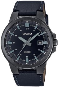 Casio Collection Black Leather Strap MTP-E173BL-1AVEF