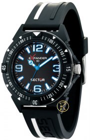 SECTOR Expander 90 Black Rubber Strap R3251197002