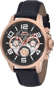 SLAZENGER DarkPanther Multifunction Black Leather Strap SL.01.1328.2.03