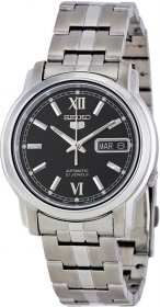 Seiko Men's 5 Black Dial Stainless Steel Watch SNKK81K1