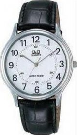 Q&Q Classic Black Leather Strap VG68-304