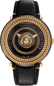 Versace Men's  V-Metal Icon Analog Display Quartz Black Watch VQL030015