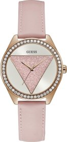 GUESS Crystals Rose Gold Pink Leather Strap W0884L6