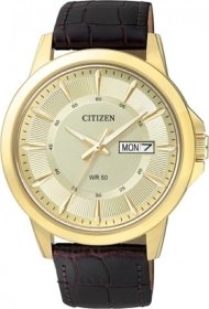 CITIZEN Classic Gold Dial Black Leather Strap BF2013-05P