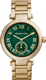 Michael Kors Skylar Crystals Three Hands Gold Stainlees Steel Bracelet MK6065