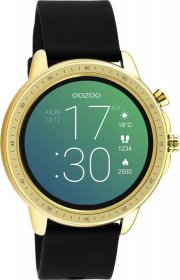 Oozoo Smartwatch Black Rubber Strap Gold Q00301
