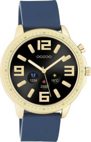 Oozoo Smartwatch Blue Rubber Strap Gold Q00321