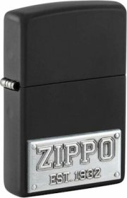 Zippo Black Matte Emblem Attached 48689