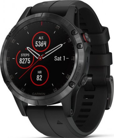 GARMIN Fenix 5 Plus Sapphire Black Case With Black Silicone Strap 010-01988-01
