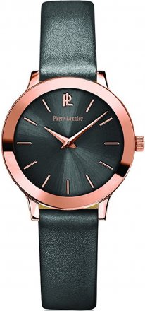 PIERRE LANNIER Ladies Rose Gold Grey Leather Strap 023K989