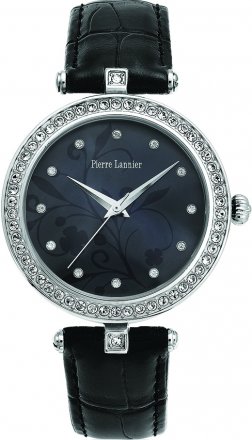 PIERRE LANNIER Ladies Crystals Black Leather Strap 066L693