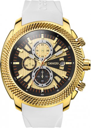 Breeze Pacific Hype Chronograph Gold Stainless Steel Rubber Strap 110331.1