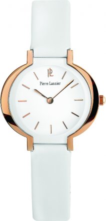 PIERRE LANNIER Ladies Rose Gold White Leather Strap 139K900