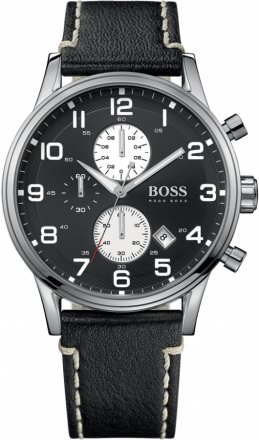 Hugo Boss Chronograph Black Dial Black Leather Watch 1512569