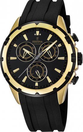 FESTINA Gold Black Rubber Chronograph F16839/1
