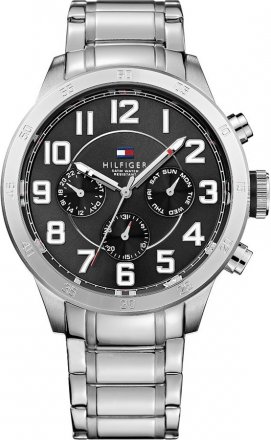 Tommy Multi-Function Black Dial Stainless Steel Mens Watch 1791054