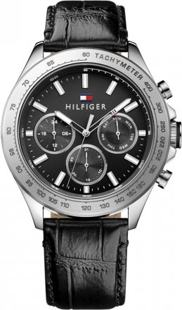 Tommy HILFIGER Hudson Multifunction Black Leather Strap 1791224