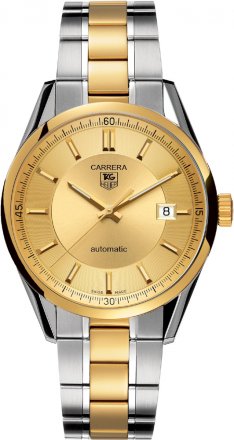Tag Heuer Carrera Silver Dial 18kt Yellow Gold and Stainless Steel WV215B.BD0788