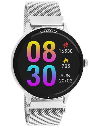 Oozoo Smartwatch Silver Stainless Steel Bracelet Q00135