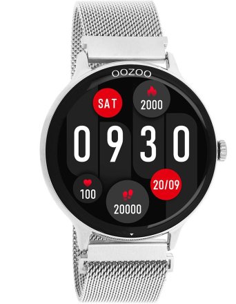 Oozoo Smartwatch Silver Stainless Steel Bracelet Q00135
