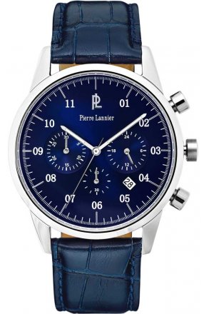 PIERRE LANNIER Blue Leather Chronograph 223D166