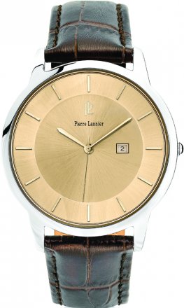 PIERRE LANNIER Slim Classic Brown Leather Strap 234D124