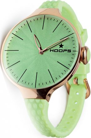 HOOPS Cherie L Rose Gold Green Rubber Strap 2502LG04
