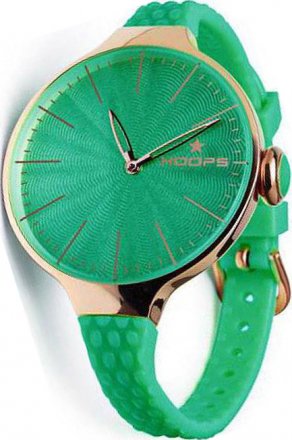 Hoops Cherie L Rose Gold Case Green Rubber Strap 2502LG22