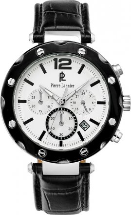 PIERRE LANNIER Black Leather Chronograph 273D123