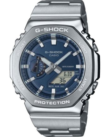 Casio G-Steel Dual Time Chronograph Silver Stainless Steel Bracelet GM-2110D-2BER