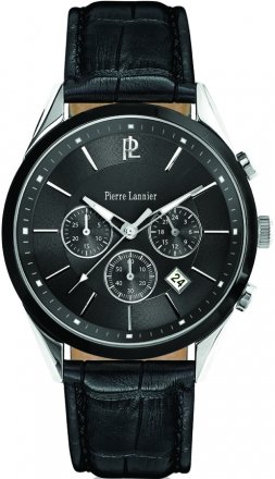 PIERRE LANNIER Black Leather Chronograph 291C133