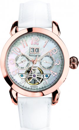 PIERRE LANNIER Automatic Rose Gold White Leather Strap 315B990
