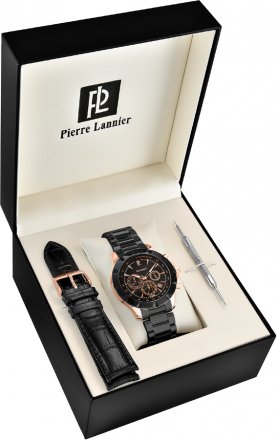 Pierre Lannier FFBB Special Collection Chronograph Two Tone Stainless Steel Bracelet Box Set 367C039