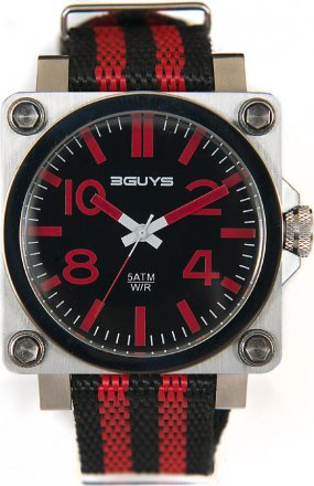 3GUYS Red - Black Fabric Strap 3G10441