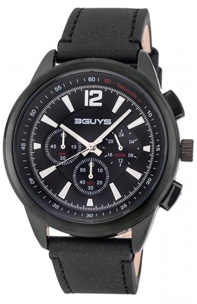 3GUYS Chronograph Black Leather Strap 3G48003