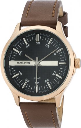 3GUYS Gold Brown Leather Strap 3G50027