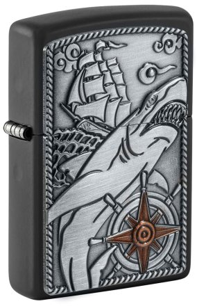 Zippo Black Matte Emblem Attached 48120