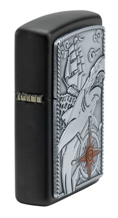 Zippo Black Matte Emblem Attached 48120