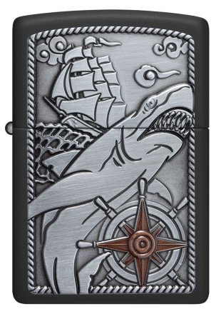 Zippo Black Matte Emblem Attached 48120
