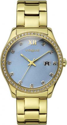 VOGUE Glam Crystals Three Hands Gold Stainless Steel Bracelet 81019.9