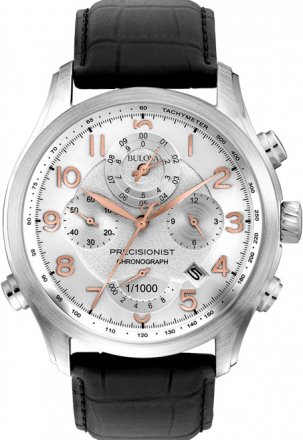 Bulova Precisionist Black Leather Chronograph 96B182