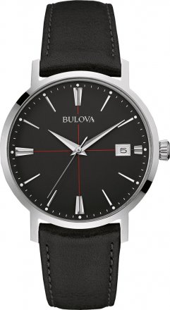 BULOVA Aerojet Vintage Black Leather Strap 96B243