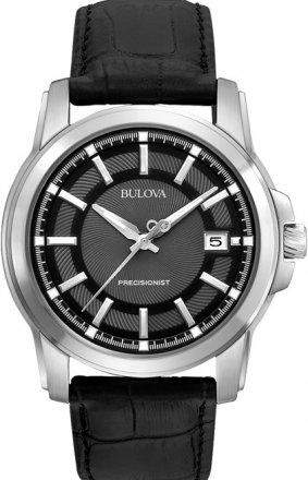 Bulova Mens Precisionist Analogue Black Leather 96B158