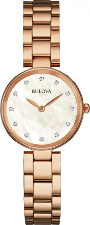 BULOVA Diamonds Mop Rose Gold Stainless Steel Bracelet 97S111