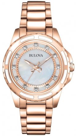 BULOVA Diamonds Mop Rose Gold Stainless Steel Bracelet 98S141