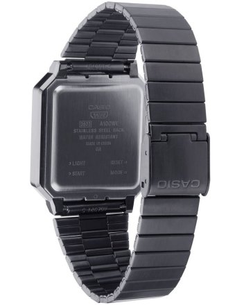 CASIO Vintage Chronograph Black Stainless Steel Bracelet A-100WEGG-1A2EF