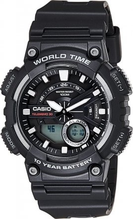 CASIO Collection Black Rubber Strap AEQ-110W-1AVEF